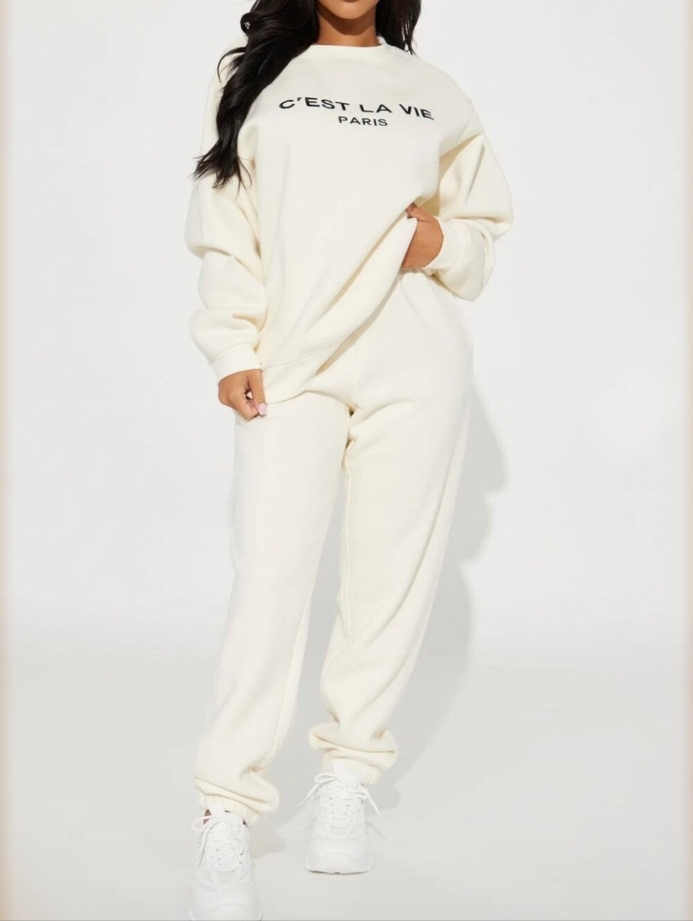 Fashion Nova C'est La Vie Sweatshirt Jogger Set New